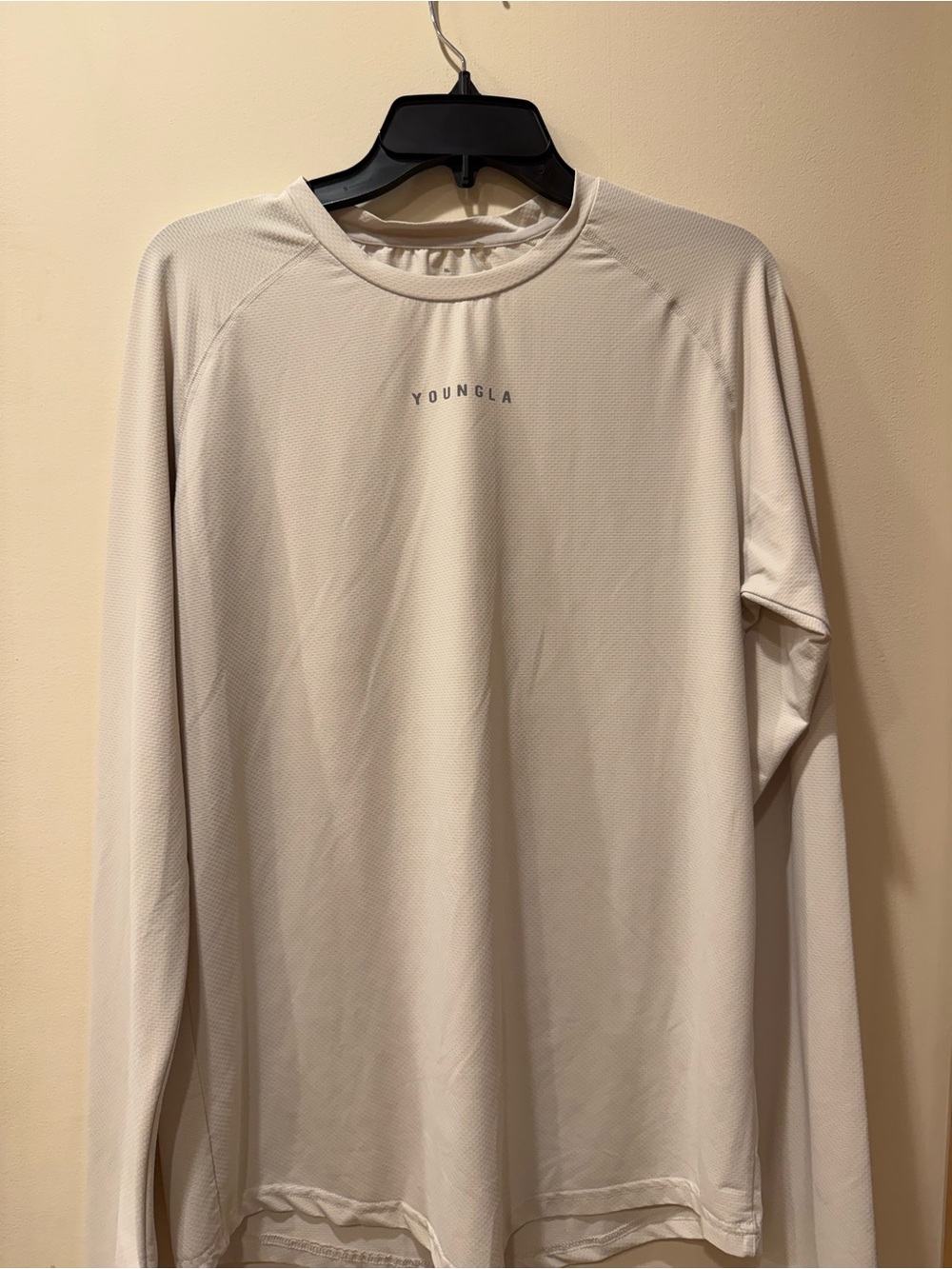YoungLA Men's Long-Sleeve Performance Shirt in Light Beige